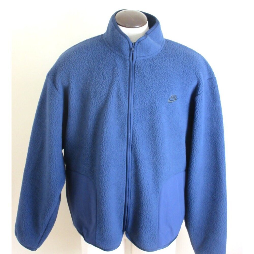 Nike Men's Club Fleece Winterized Full Zip Jacket Midnight Navy Blue Black NWT